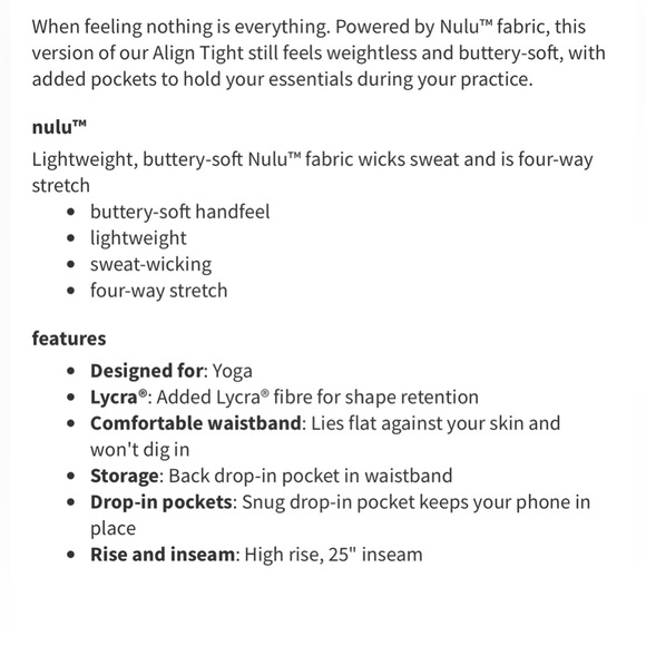 Lululemon Align High Rise Pant with Pockets 25"
Black - Picture 9 of 9